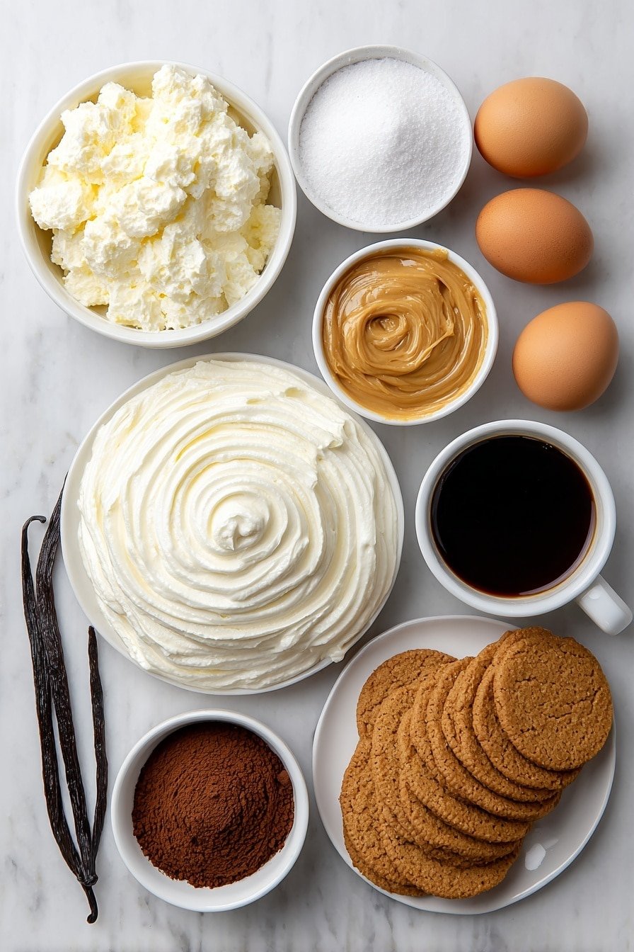 Biscoff Tiramisu Recipe - Ingredients Image — Biscoff Tiramisu, Biscoff Tiramisu recipe, caramelized Biscoff dessert, easy tiramisu with Biscoff, coffee and Biscoff dessert