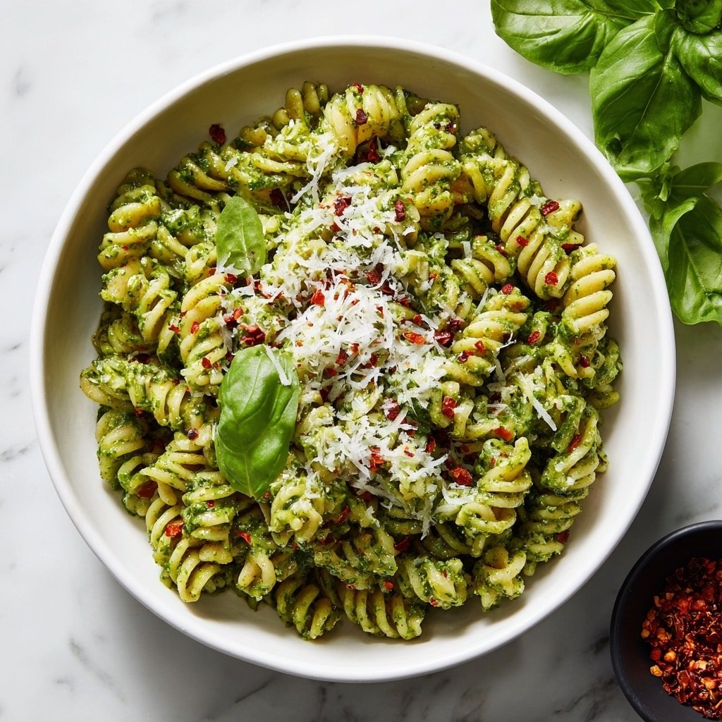 Spicy Basil Pesto Cascatelli Recipe - Article Image 2 — Spicy Basil Pesto Cascatelli, Spicy Basil Pesto pasta, Cascatelli recipes, Basil pesto with jalapeño, Easy spicy pasta dinner