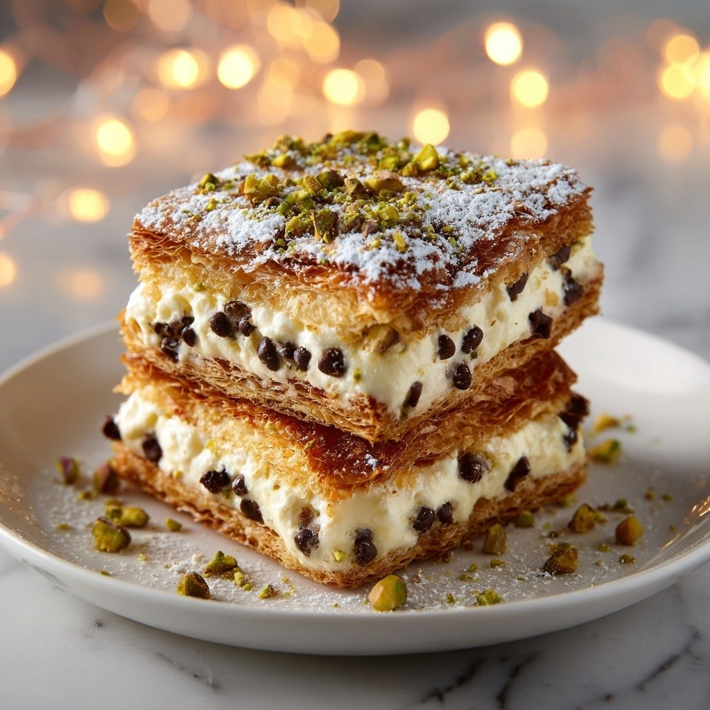Easy Cannoli Squares Recipe - Article Image 1 — Easy Cannoli Squares, Italian dessert, no-bake cannoli treat, ricotta pastry squares, quick dessert recipes