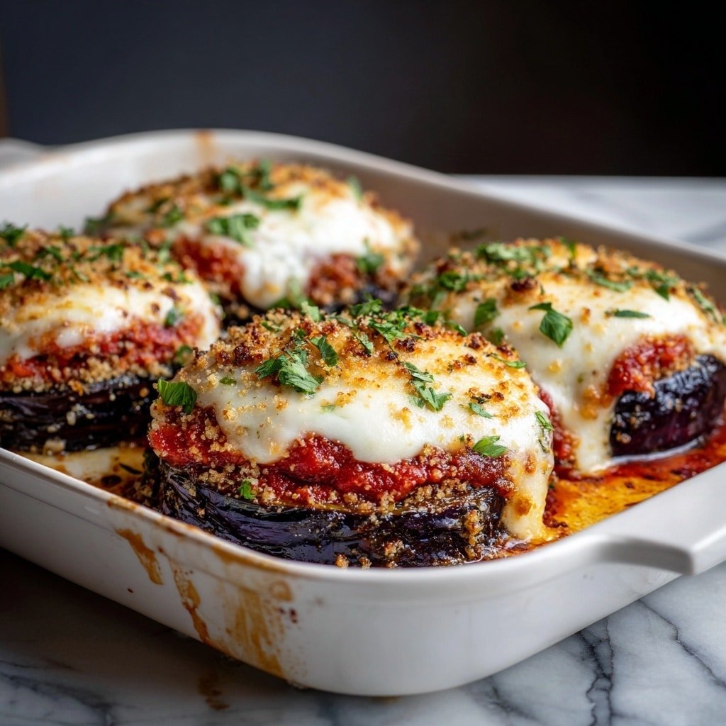 Eggplant Parmesan Bake Recipe - Article Image 2 — Eggplant Parmesan Bake, baked eggplant Parmesan, cheesy eggplant casserole, vegetarian Italian dinner, comforting eggplant dish
