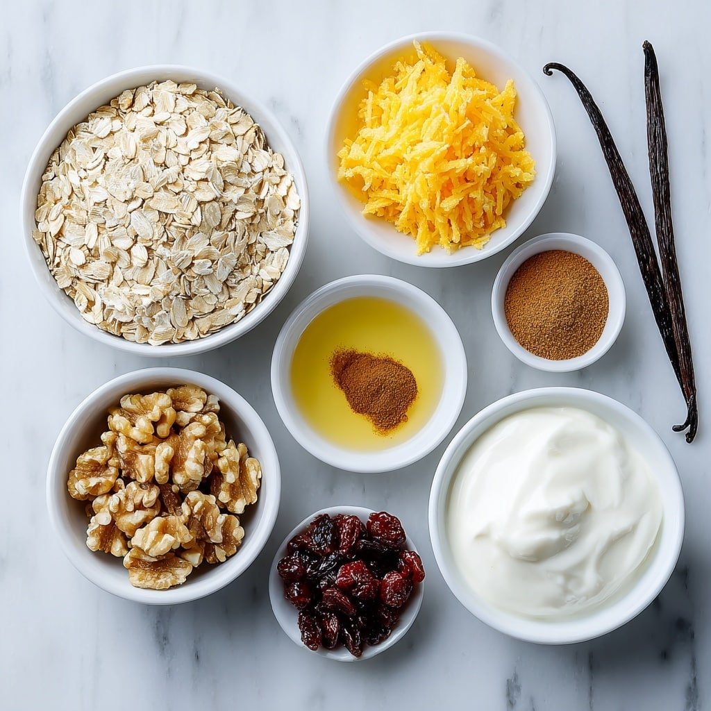 Carrot Cake Overnight Oats Recipe - Ingredients Image — Carrot Cake Overnight Oats, healthy overnight oats with carrot cake flavor, easy breakfast recipes, wholesome oatmeal ideas, nutritious morning oats