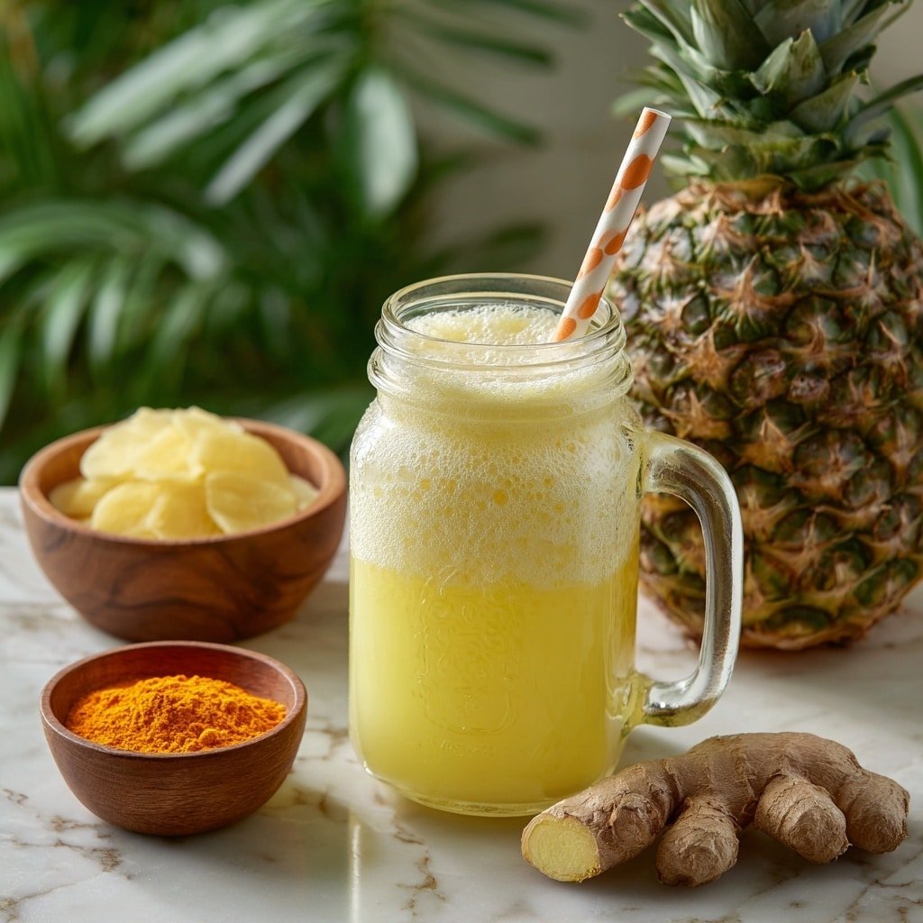 Pineapple Protein Turmeric Smoothie Recipe - Article Image 2 — Pineapple Protein Turmeric Smoothie, healthy smoothie recipes, tropical antioxidant drinks, quick breakfast smoothies, immune-boosting smoothie ideas