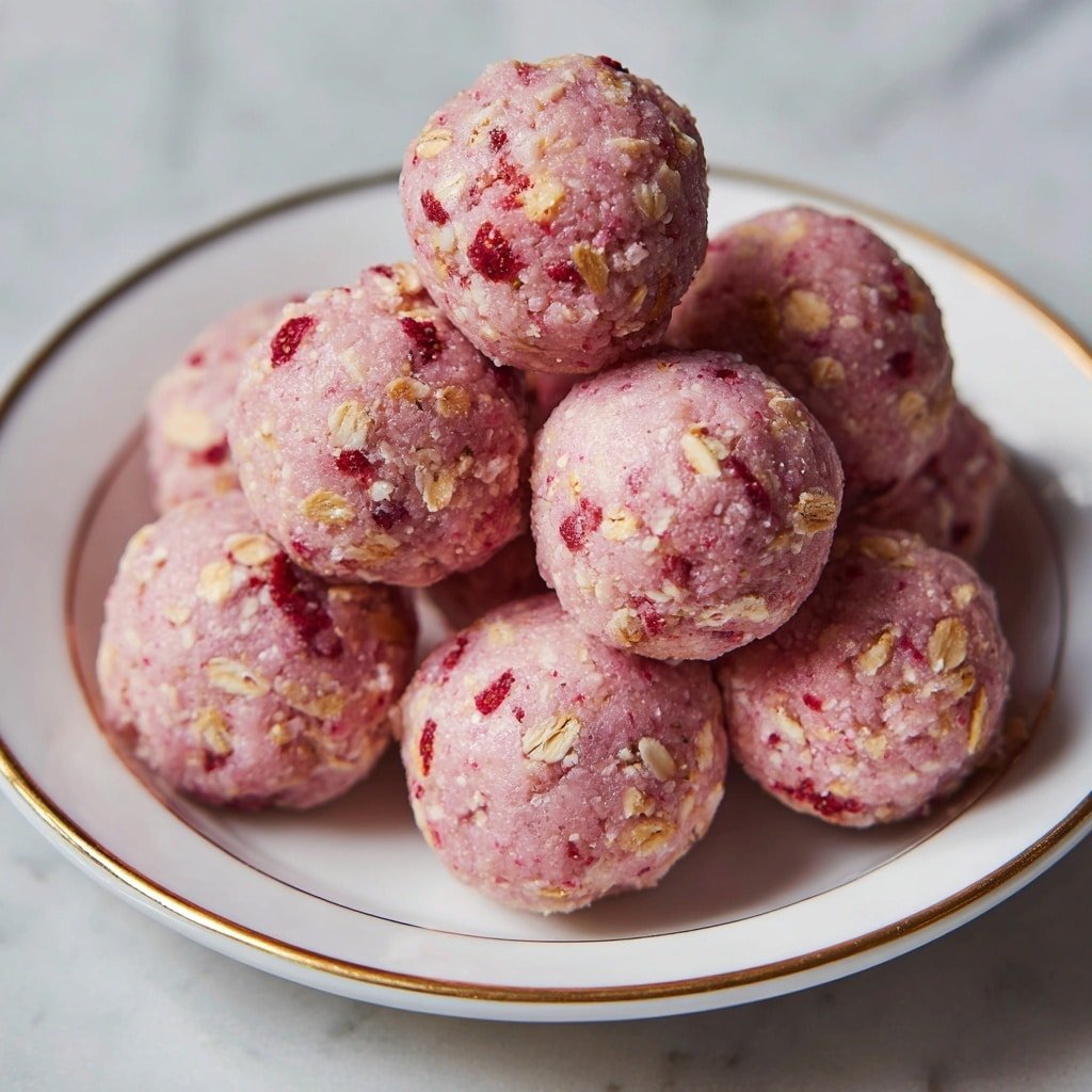 Strawberry Protein Balls Recipe - Article Image 1 — Strawberry Protein Balls, healthy snack ideas, no-bake energy bites, easy protein snacks, strawberry dessert treats