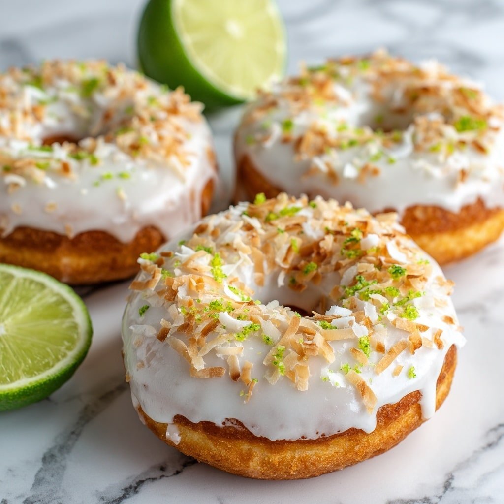 Key Lime Coconut Donuts Recipe - Article Image 1 — Key Lime Coconut Donuts, Key Lime Coconut Donuts recipe, baked lime coconut donuts, easy key lime donuts, tropical donut recipe