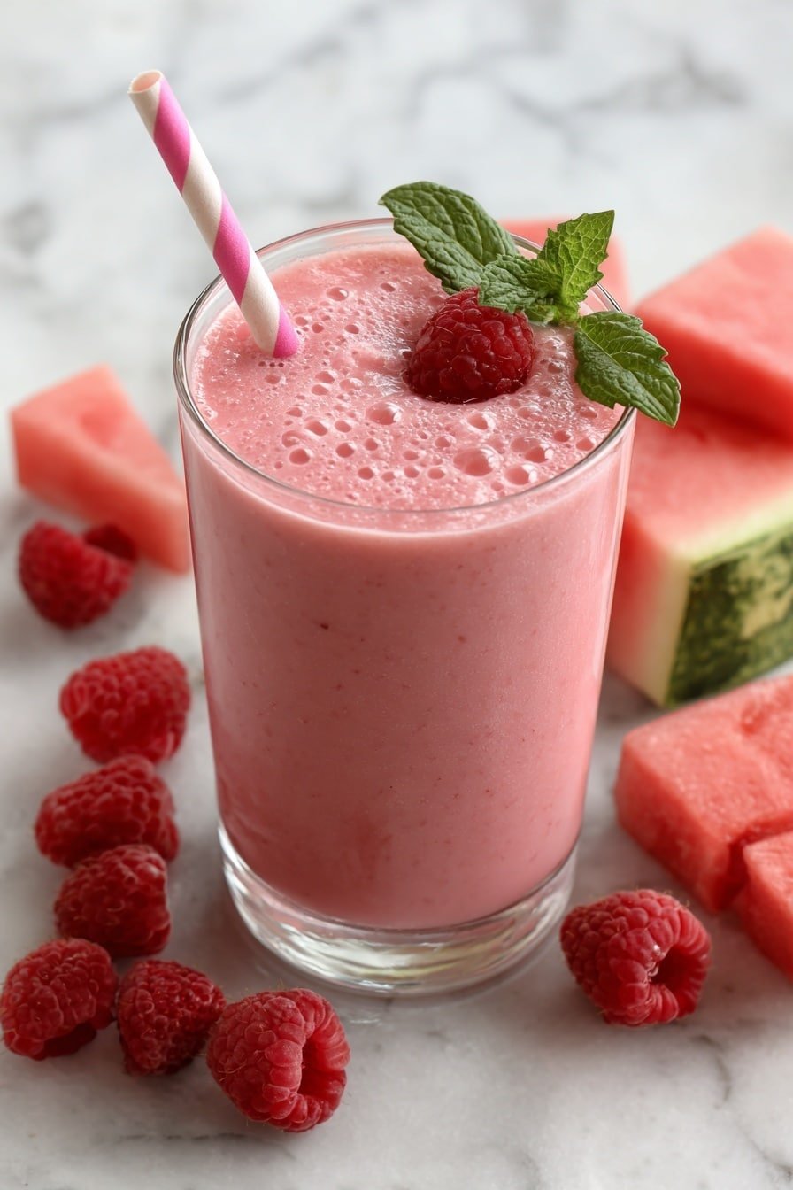 Watermelon Raspberry Smoothie Recipe - Article Image 1 — Watermelon Raspberry Smoothie, Watermelon Raspberry Smoothie recipe, healthy watermelon raspberry smoothie, easy fruit smoothie, refreshing summer smoothie