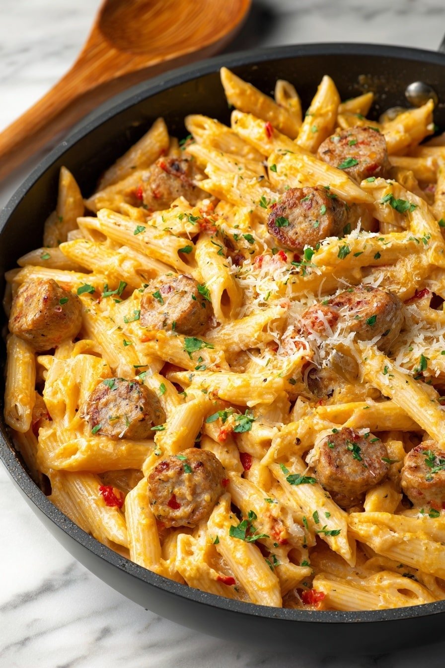 Creamy Cajun Beef Sausage Pasta Recipe - Article Image 1 — Creamy Cajun Beef Sausage Pasta, Cajun sausage pasta, creamy seafood pasta, quick one-pot dinner recipes, flavorful pasta dishes