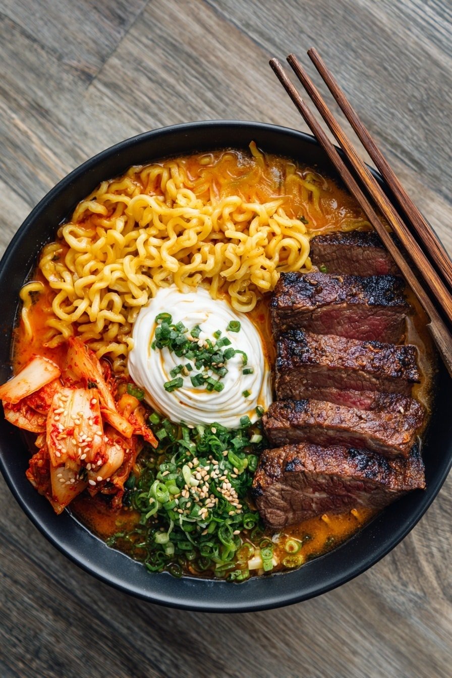 Spicy Korean Ramen with Beef and Creamy Sauce Recipe - Article Image 1 — Spicy Korean Ramen with Beef and Creamy Sauce, Korean spicy ramen with beef, creamy spicy ramen recipe, Korean-inspired beef ramen, easy spicy ramen dinner