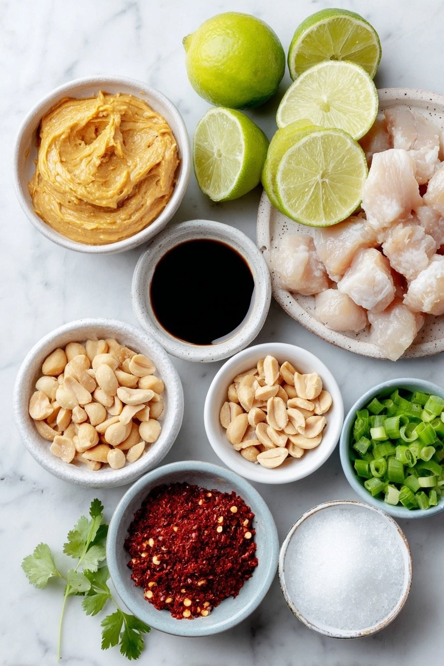 Thai Peanut Chicken Skewers Recipe - Ingredients Image — Thai Peanut Chicken Skewers, Thai Chicken Skewers with Peanut Sauce, Easy Thai Chicken Recipes, Healthy Chicken Skewer Ideas, Asian-inspired Chicken Skewers