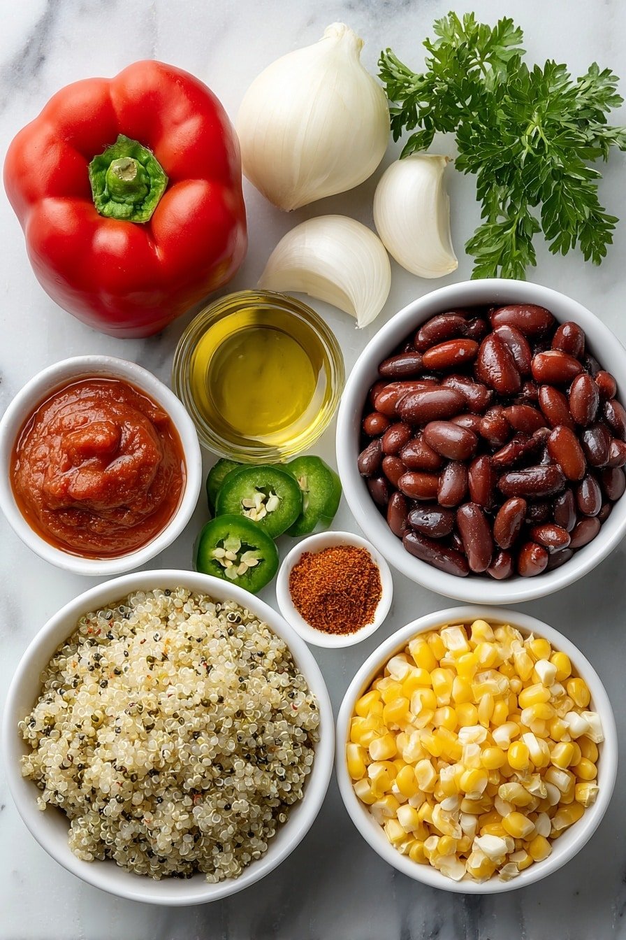 Vegan Taco Soup Recipe - Ingredients Image — Vegan Taco Soup, vegan soup recipes, hearty plant-based soup, easy vegan dinner, healthy taco soup