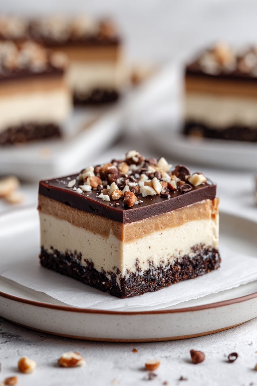 Peanut Butter Chocolate Mousse Brownies Recipe - Article Image 2 — Peanut Butter Chocolate Mousse Brownies, chocolate brownie dessert, peanut butter layered brownies, easy chocolate peanut butter treat, decadent brownie recipes