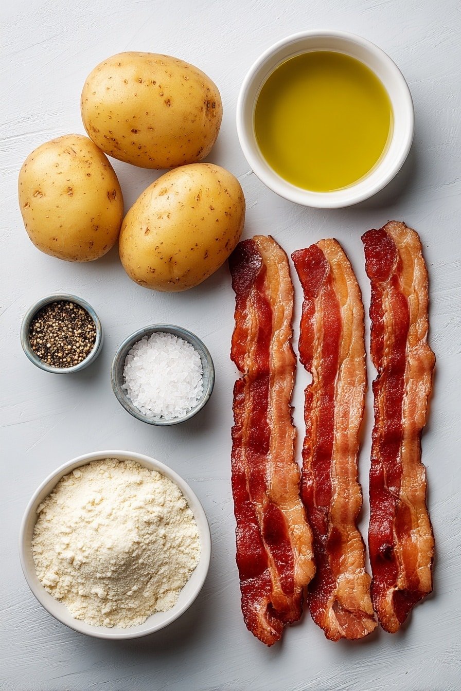 Grilled Potatoes with Turkey Bacon Recipe - Ingredients Image — Grilled Potatoes with Turkey Bacon, grilled potato side dishes, turkey bacon recipes, easy summer grill recipes, smoky bacon potato side