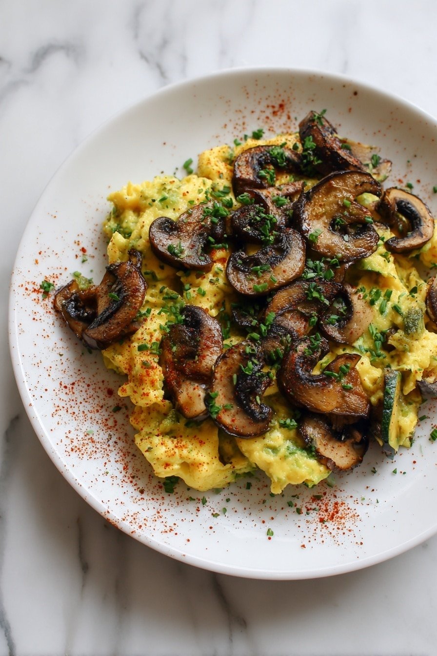 Veggie Zucchini Mushroom Egg Scramble Recipe - Article Image 2 — Veggie Zucchini Mushroom Egg Scramble, healthy breakfast recipes, quick morning eggs, veggie breakfast ideas, protein-packed egg scramble