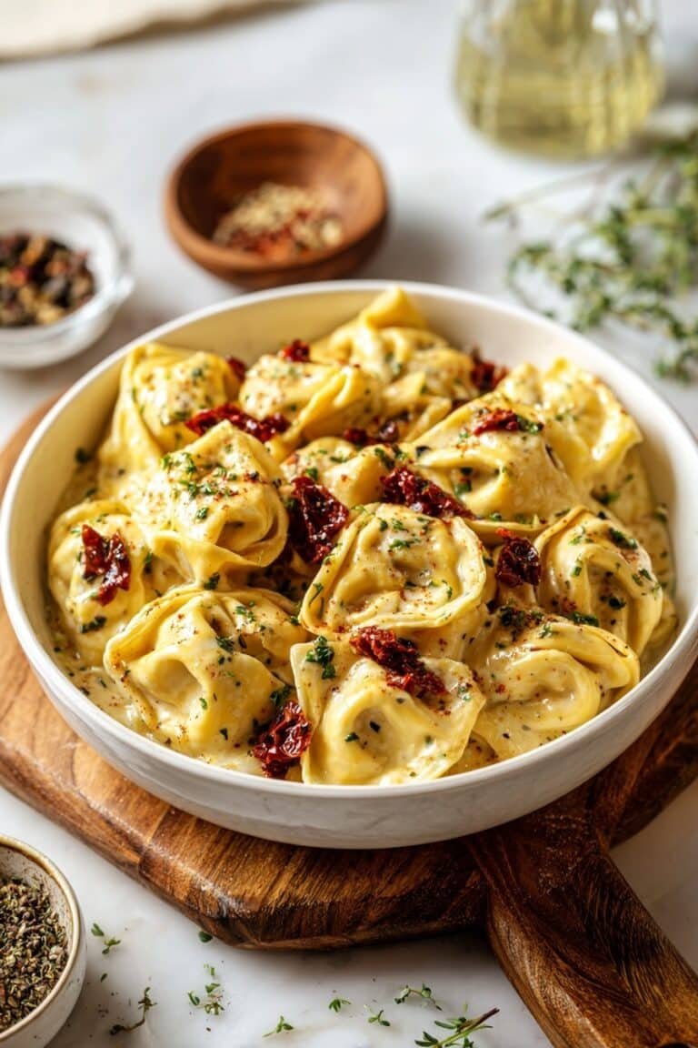 Creamy Spicy Garlic Chicken Tortellini Recipe