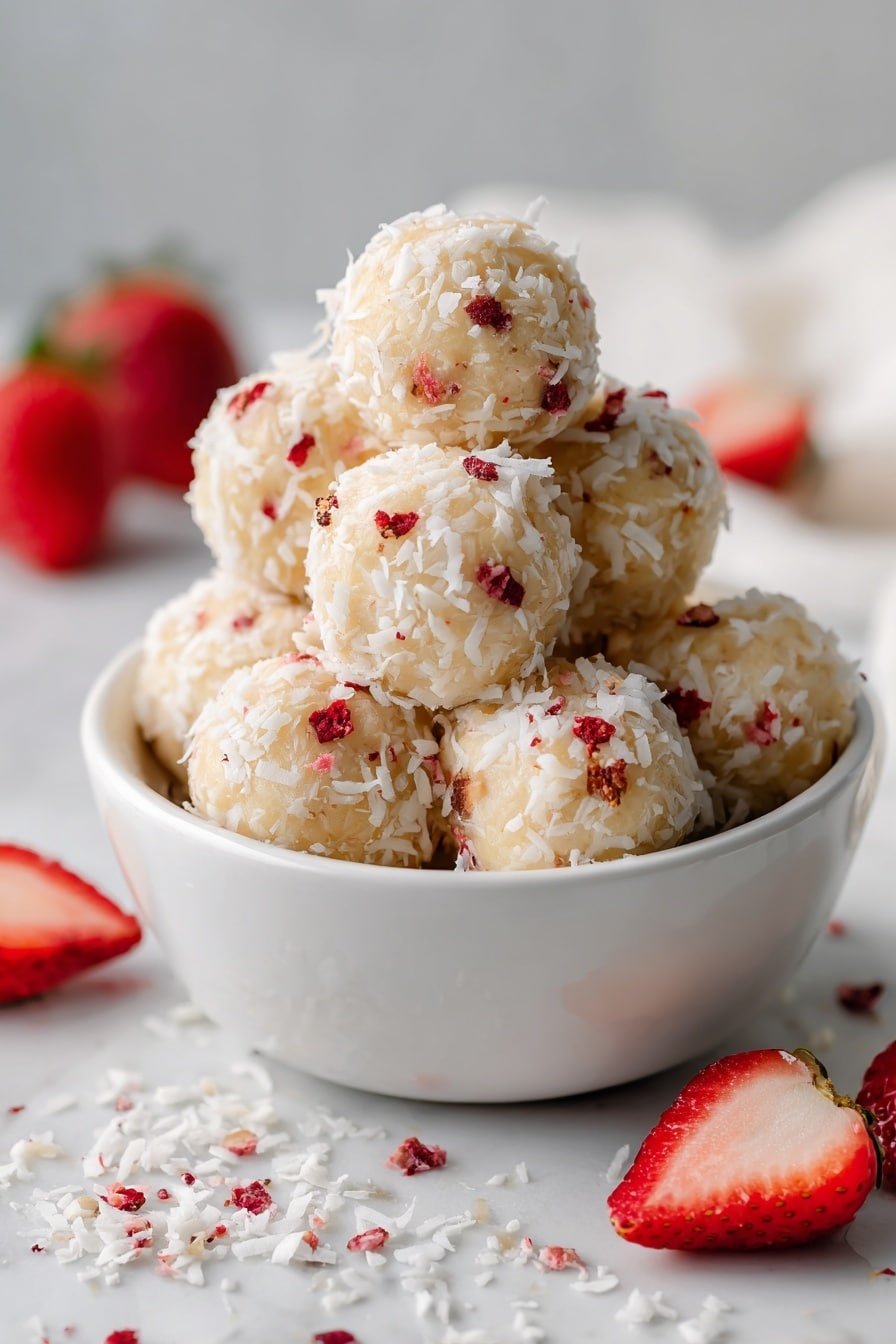 No-Bake Strawberry Protein Balls Recipe - Article Image 2 — No-Bake Strawberry Protein Balls, healthy strawberry snack, protein ball recipes, quick no-bake snacks, fruit and nut energy bites