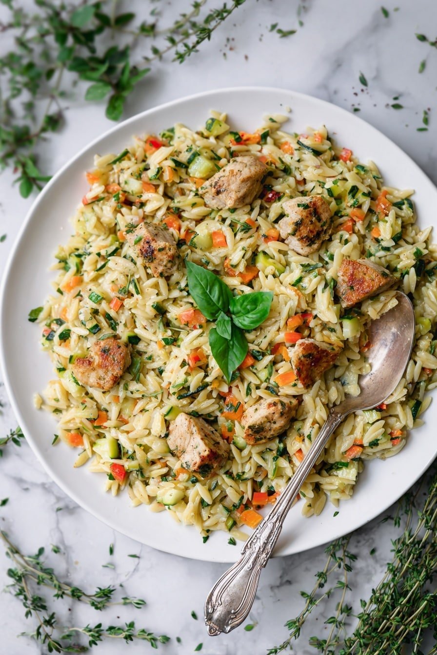 Creamy Boursin Chicken Orzo Bake Recipe - Article Image 2 — Creamy Boursin Chicken Orzo Bake, cheesy chicken orzo casserole, easy baked orzo with Boursin, flavorful chicken and orzo bake, comfort food with Boursin cheese