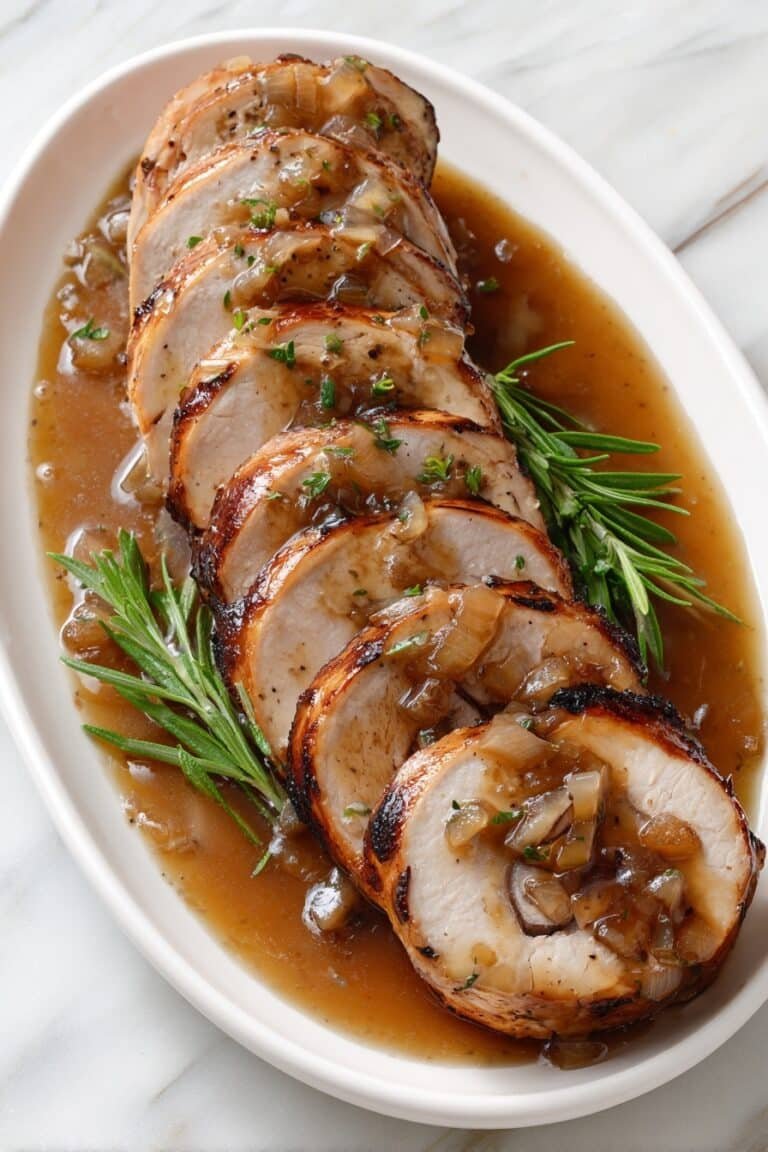 Stuffed Beef Tenderloin with Apple Bourbon Gravy Recipe