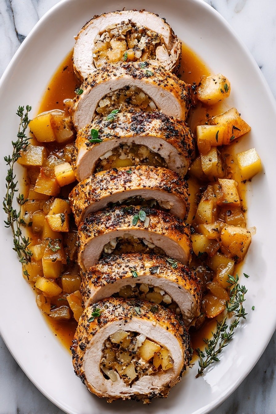 Stuffed Beef Tenderloin with Apple Bourbon Gravy Recipe - Article Image 2 — Stuffed Beef Tenderloin with Apple Bourbon Gravy, best beef tenderloin recipes, elegant holiday main courses, hearty stuffed beef main dish, savory apple bourbon gravy
