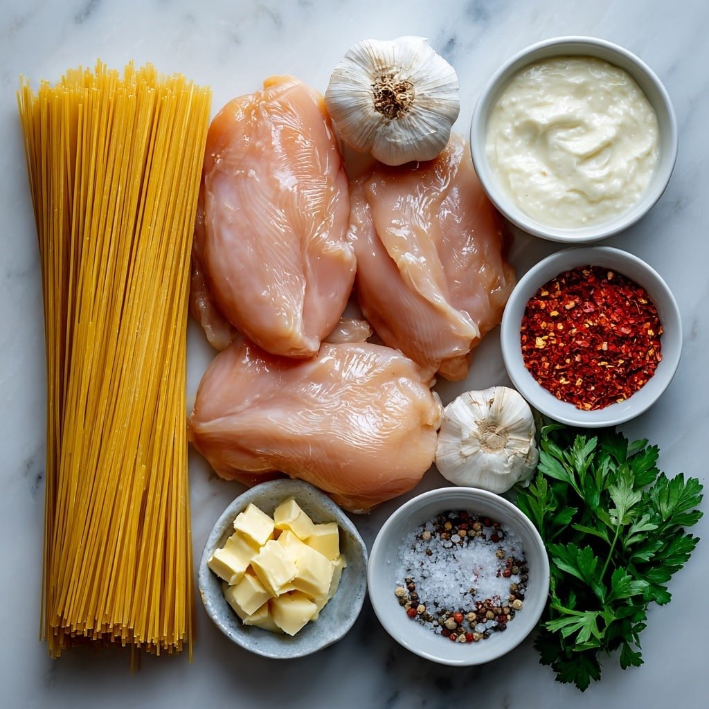 Creamy Chicken Linguine with Cowboy Butter Recipe - Ingredients Image — Creamy Chicken Linguine with Cowboy Butter, Creamy Chicken Pasta, Cowboy Butter Pasta, Easy Chicken Linguine, Comforting Pasta Dinner