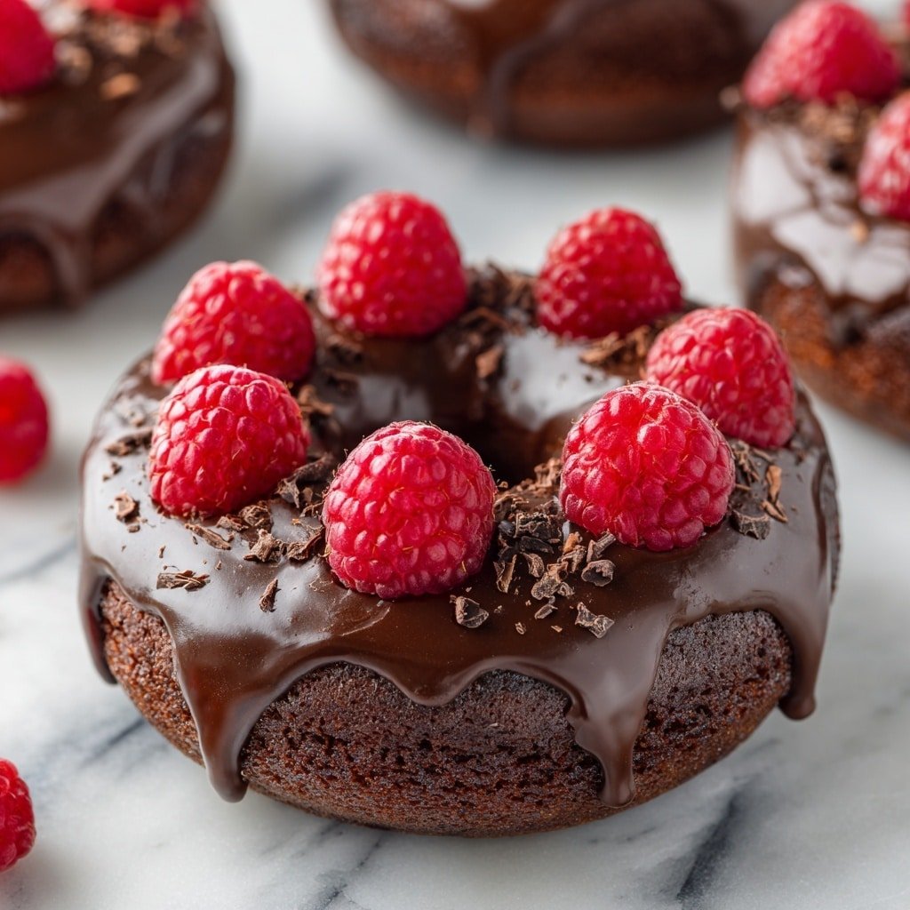 Chocolate Raspberry Baked Donuts Recipe - Article Image 1 — Chocolate Raspberry Baked Donuts, raspberry donut recipe, baked donuts with raspberries, easy chocolate raspberry donuts, homemade raspberry donuts