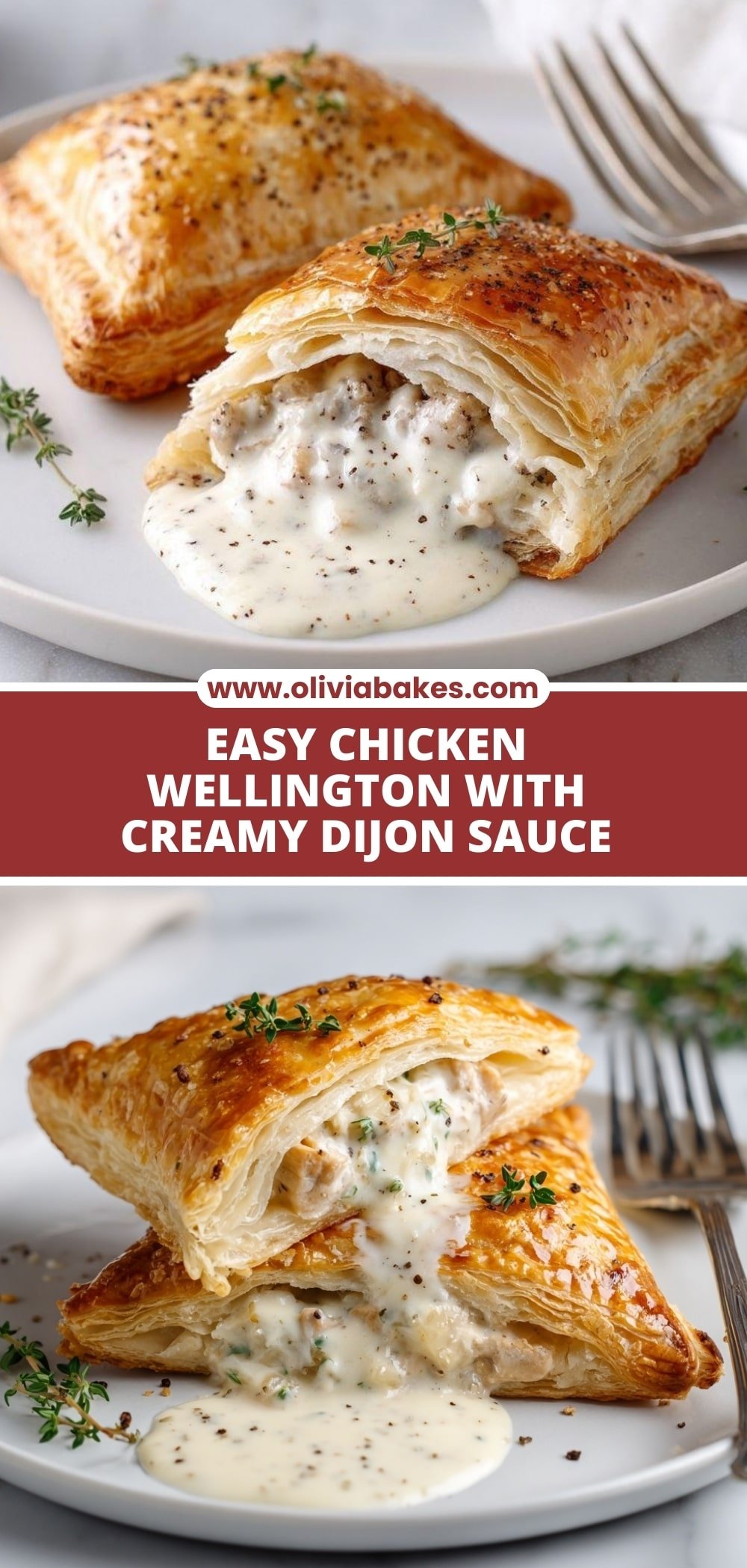 Chicken Wellington with Dijon Cream Sauce Recipe - Article Image 2 — Chicken Wellington with Dijon Cream Sauce, Chicken Wellington recipe, elegant chicken dinner ideas, gourmet puff pastry chicken, special occasion chicken dish