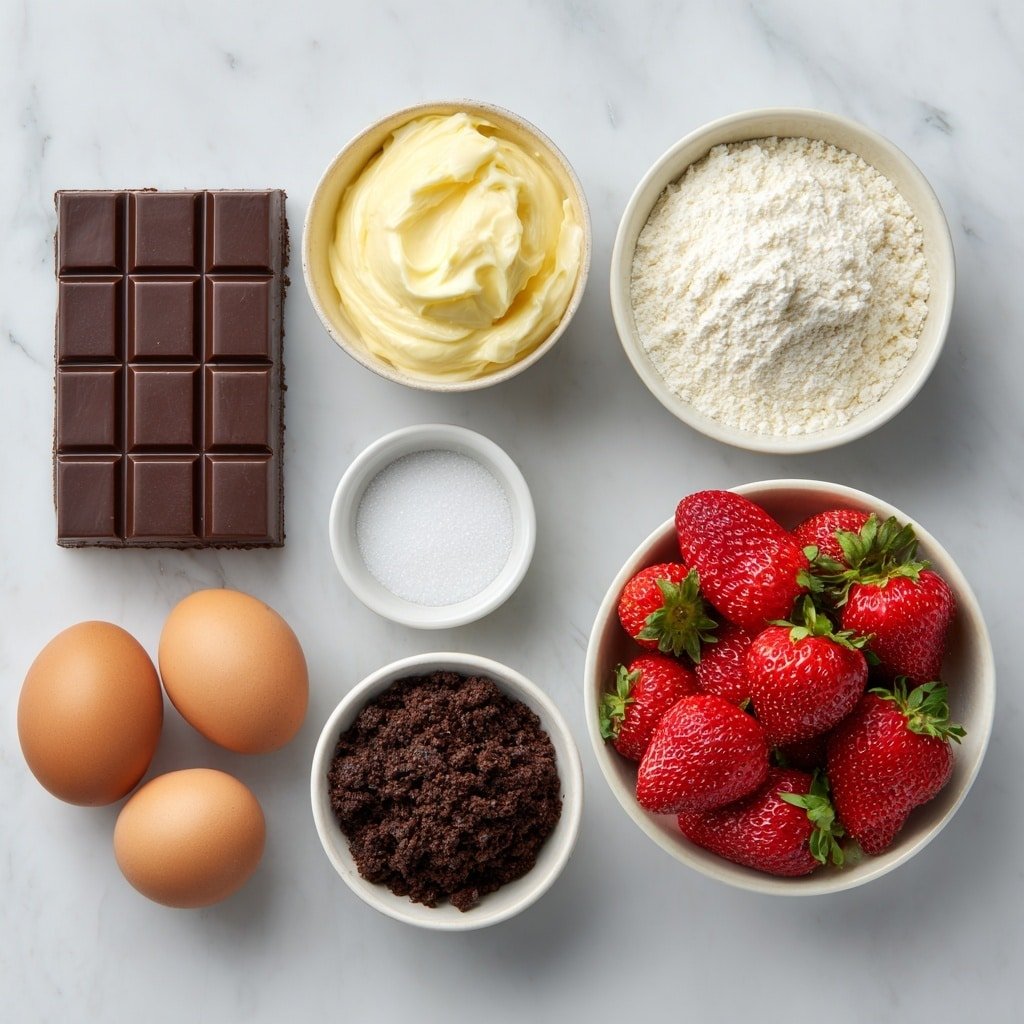 Chocolate Strawberry Mousse Cake Parfaits Recipe - Ingredients Image — Chocolate Strawberry Mousse Cake Parfaits, Chocolate Strawberry Dessert, Easy Parfait Recipes, No-Bake Dessert Ideas, Elegant Strawberry Mousse