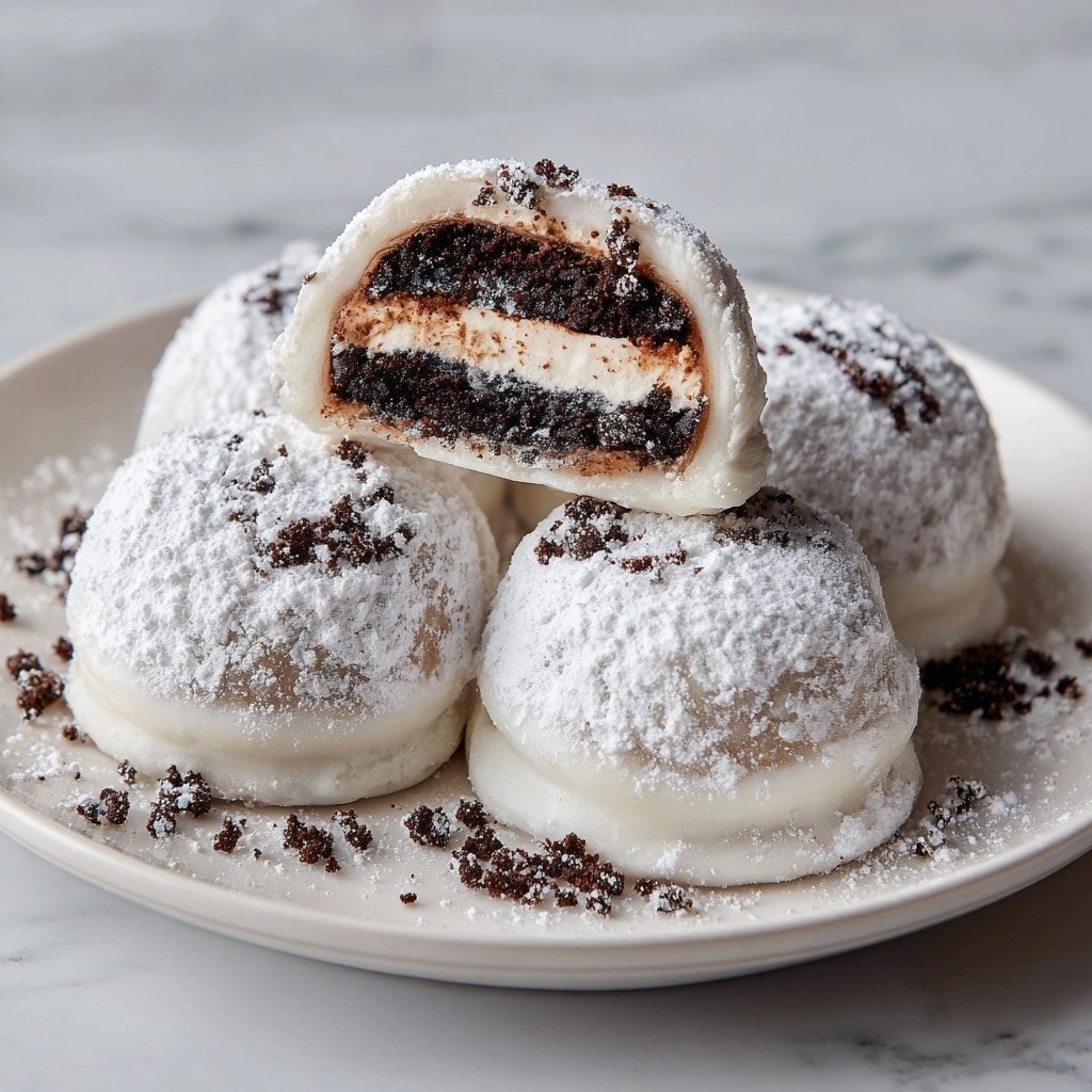 Oreo Mochi Recipe - Article Image 1 — Oreo Mochi, Mochi with Oreo filling, homemade Oreo mochi, chewy mochi dessert, Japanese inspired Oreo treat