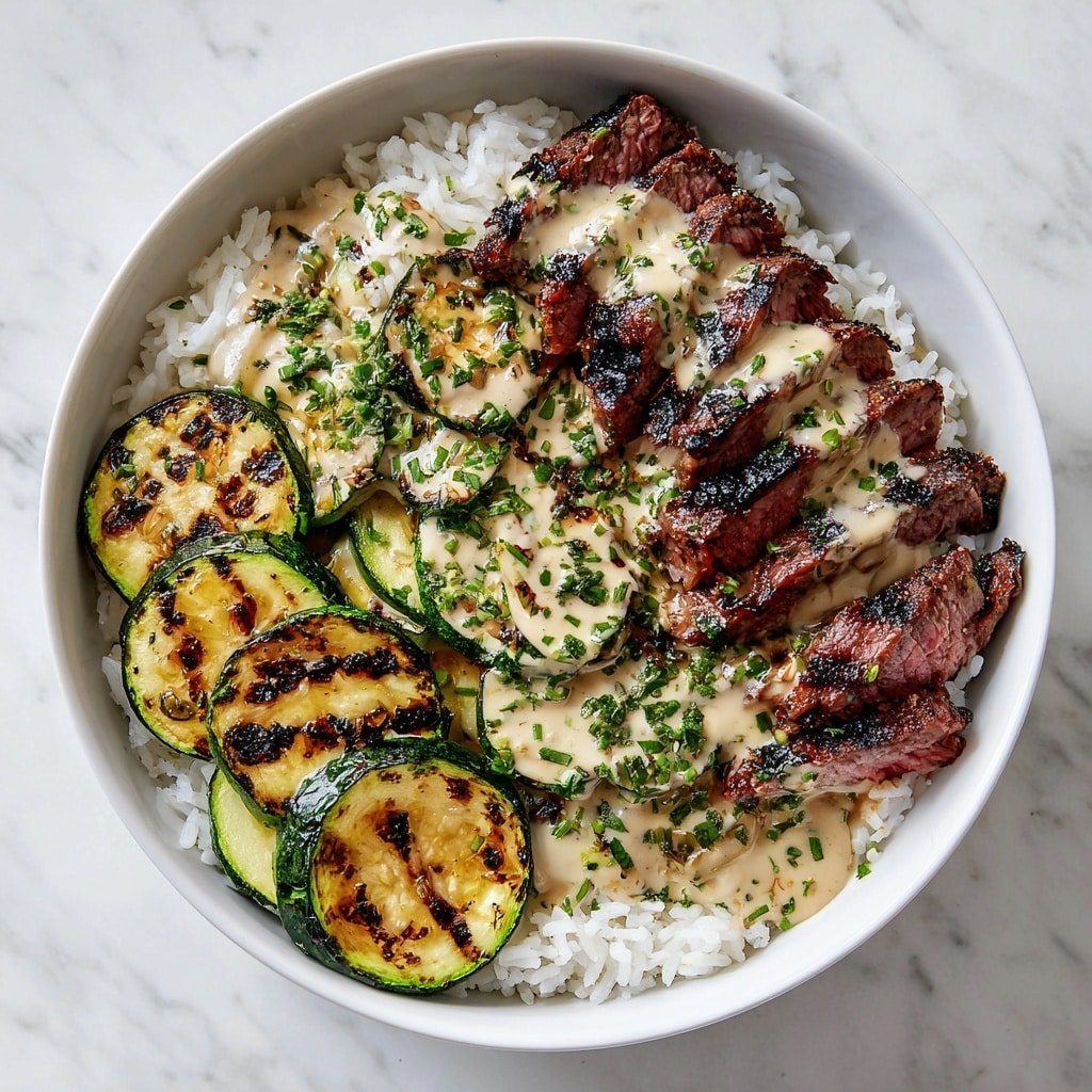 Grilled Steak Bowl with Herb Sauce Recipe