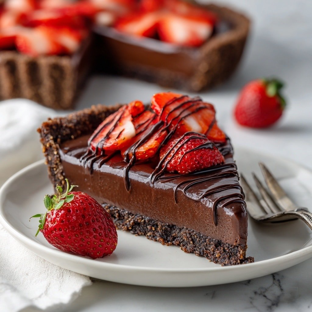 Dark Chocolate Strawberry Tart Recipe - Article Image 1 — Dark Chocolate Strawberry Tart, chocolate strawberry tart, easy chocolate dessert, berry tart with dark chocolate, indulgent fruit tart