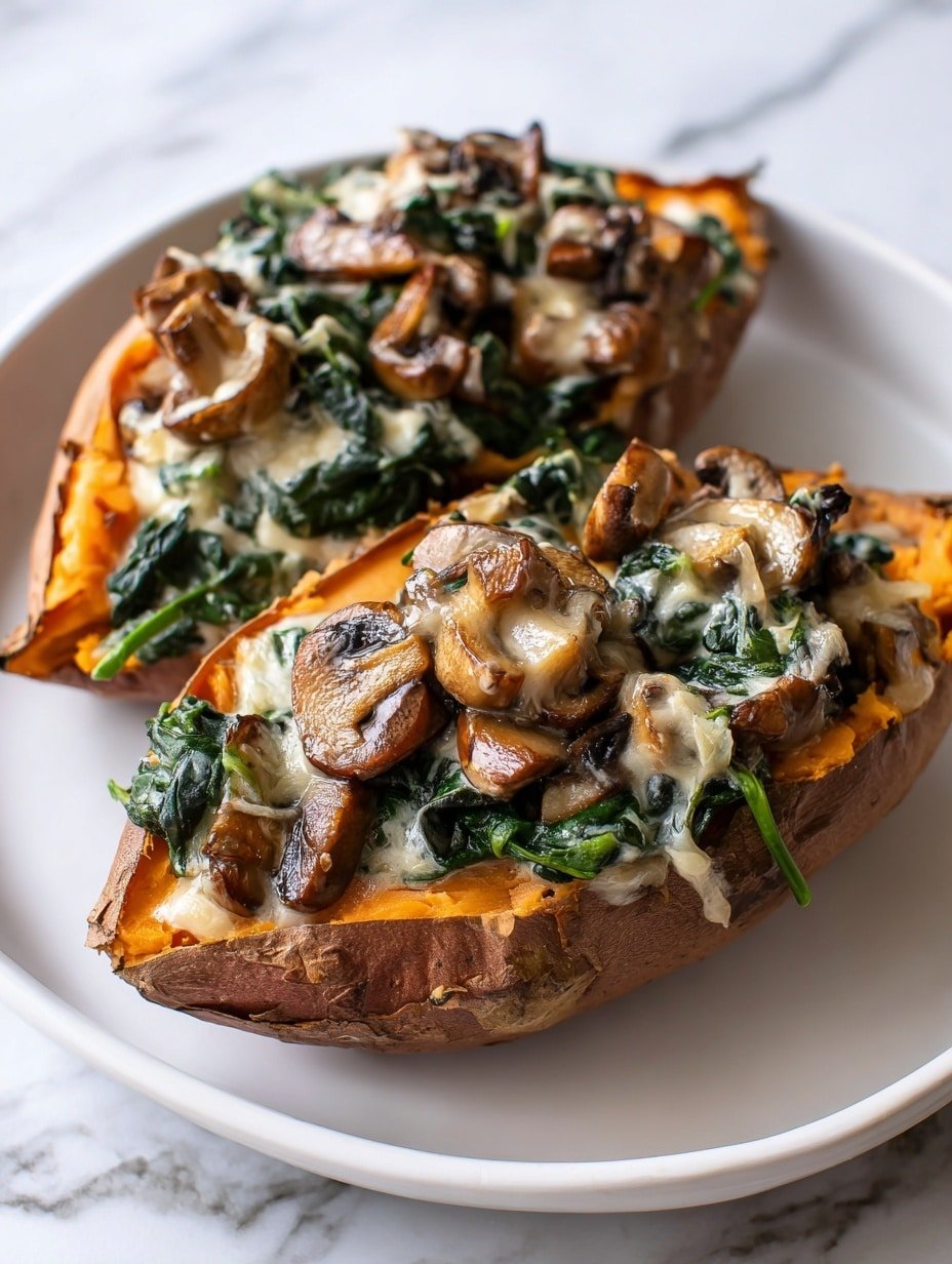 Creamy Mushroom Stuffed Sweet Potatoes Recipe - Article Image 2 — Creamy Mushroom Stuffed Sweet Potatoes, stuffed sweet potatoes with mushrooms, healthy baked sweet potato recipes, vegan mushroom stuffed sweet potatoes, comforting vegetarian sweet potato dish