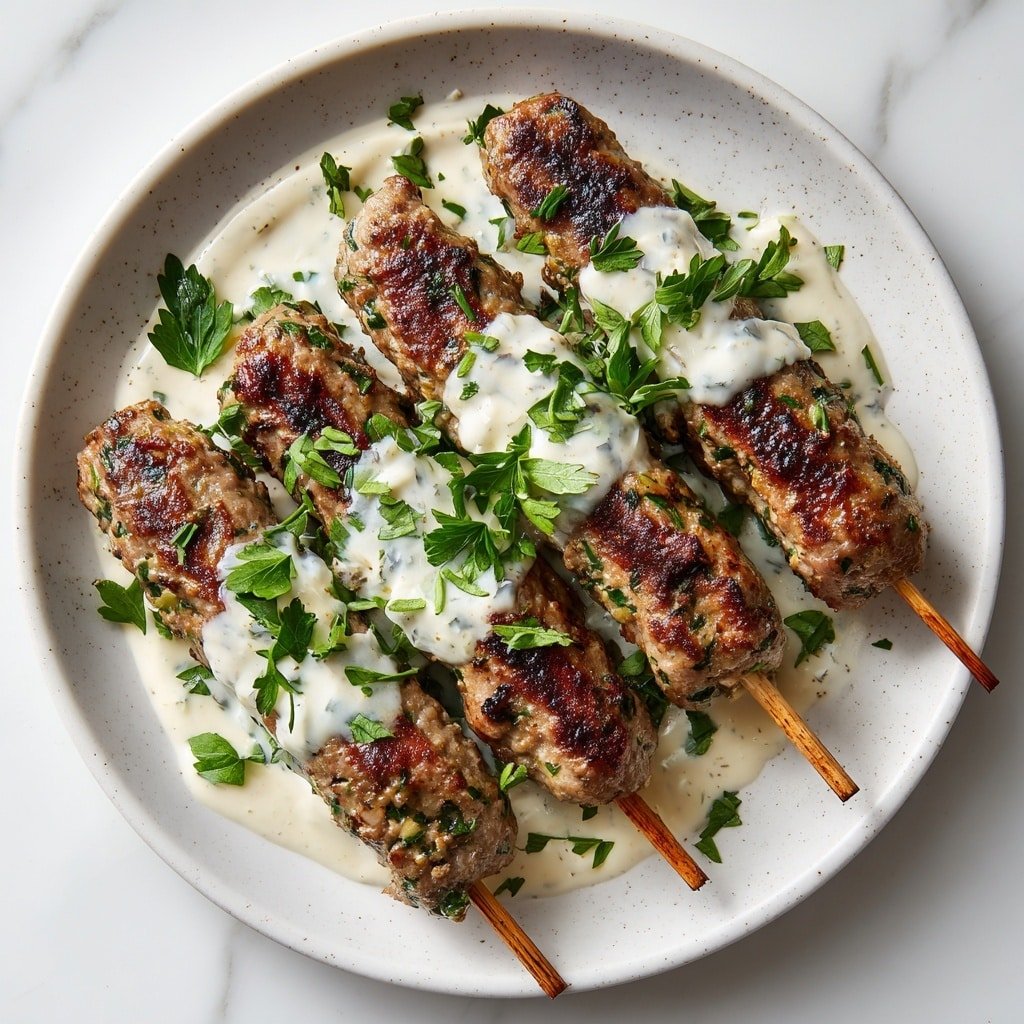 Grilled Chicken Kofta with Garlic Yogurt Sauce Recipe - Article Image 2 — Grilled Chicken Kofta with Garlic Yogurt Sauce, grilled chicken kofta recipe, easy chicken kofta, flavorful kebabs with yogurt sauce, weeknight dinner ideas