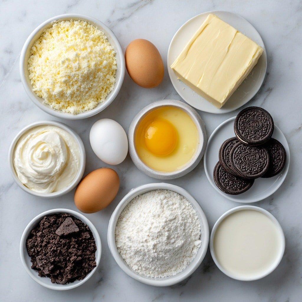Mini Oreo Cheesecakes with Oreo Whipped Cream Recipe - Ingredients Image — Mini Oreo Cheesecakes with Oreo Whipped Cream, Oreo cheesecake bites, no-bake Oreo cheesecakes, easy Oreo dessert, mini cheesecake recipes
