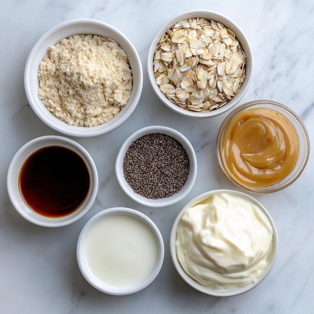 Caramel Espresso Overnight Oats Recipe - Ingredients Image — Caramel Espresso Overnight Oats, easy overnight oats with coffee and caramel, indulgent breakfast ideas, healthy coffee overnight oats, quick morning breakfast recipes