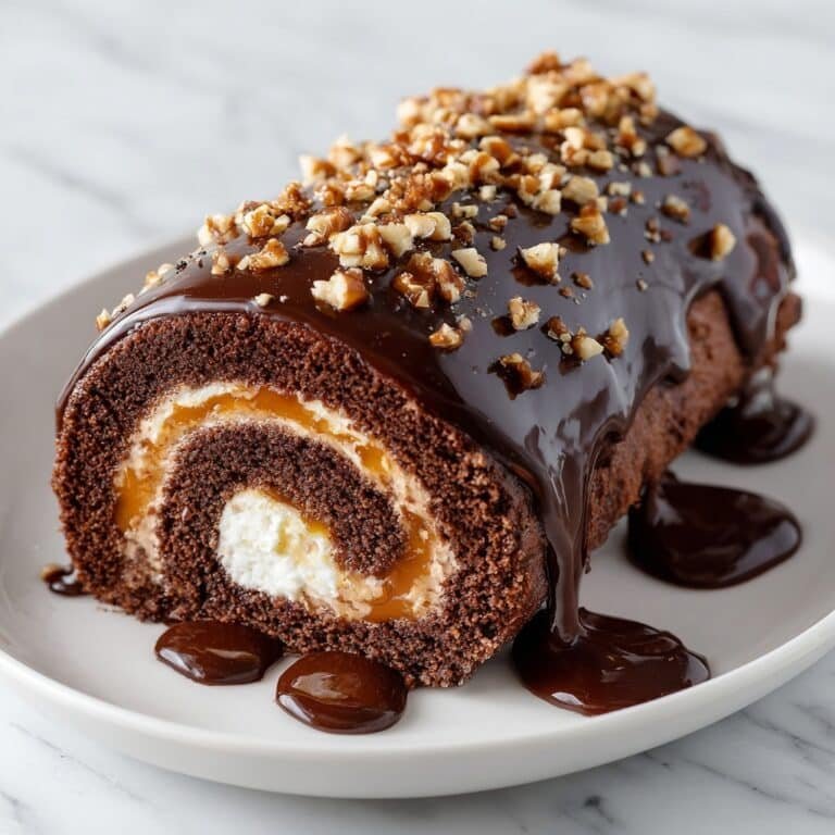 Chocolate Caramel Turtle Cake Roll Recipe