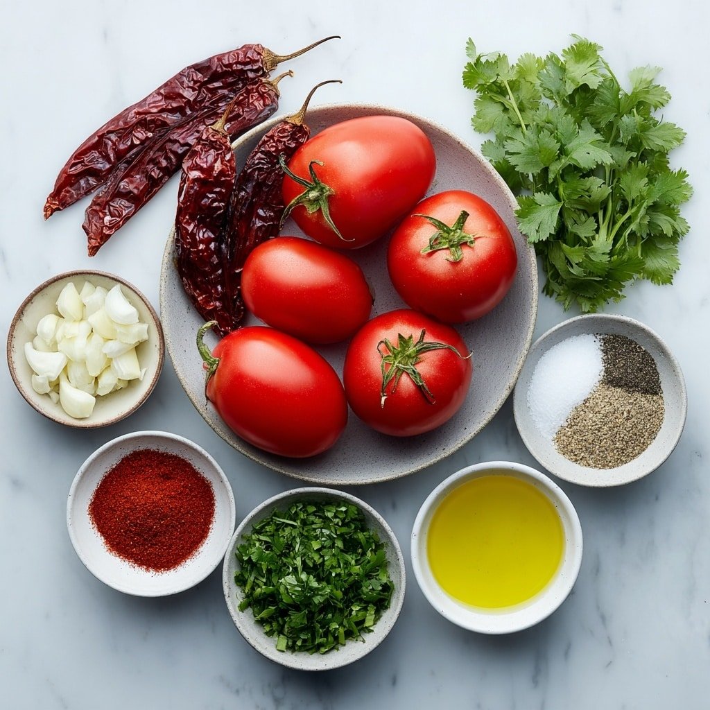 Mexican Salsa Roja Recipe - Ingredients Image — Mexican Salsa Roja, authentic Mexican salsa, homemade Salsa Roja, roasted tomato salsa, versatile Mexican sauce