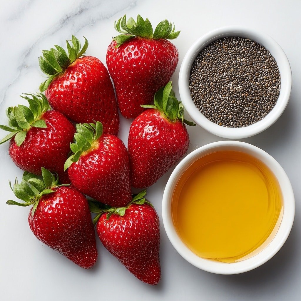 Strawberry Chia Jam Recipe - Ingredients Image — Strawberry Chia Jam, homemade strawberry jam, healthy chia seed jam, quick fruit preserves, easy homemade jam