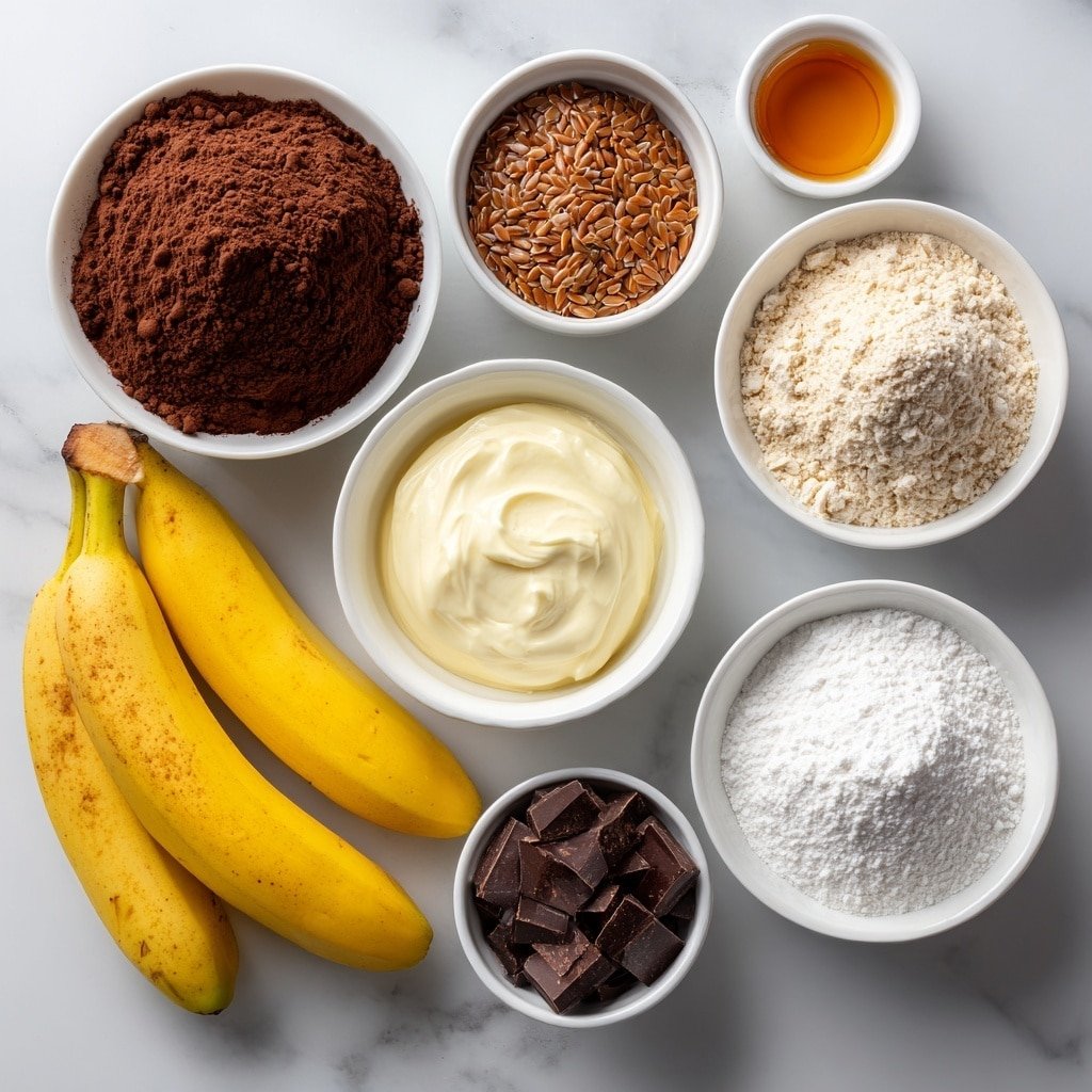 Double Chocolate Banana Bread Recipe - Ingredients Image — Double Chocolate Banana Bread, Chocolate Banana Bread Recipe, Easy Chocolate Banana Bread, Moist Banana Bread with Chocolate, Quick Double Chocolate Bread