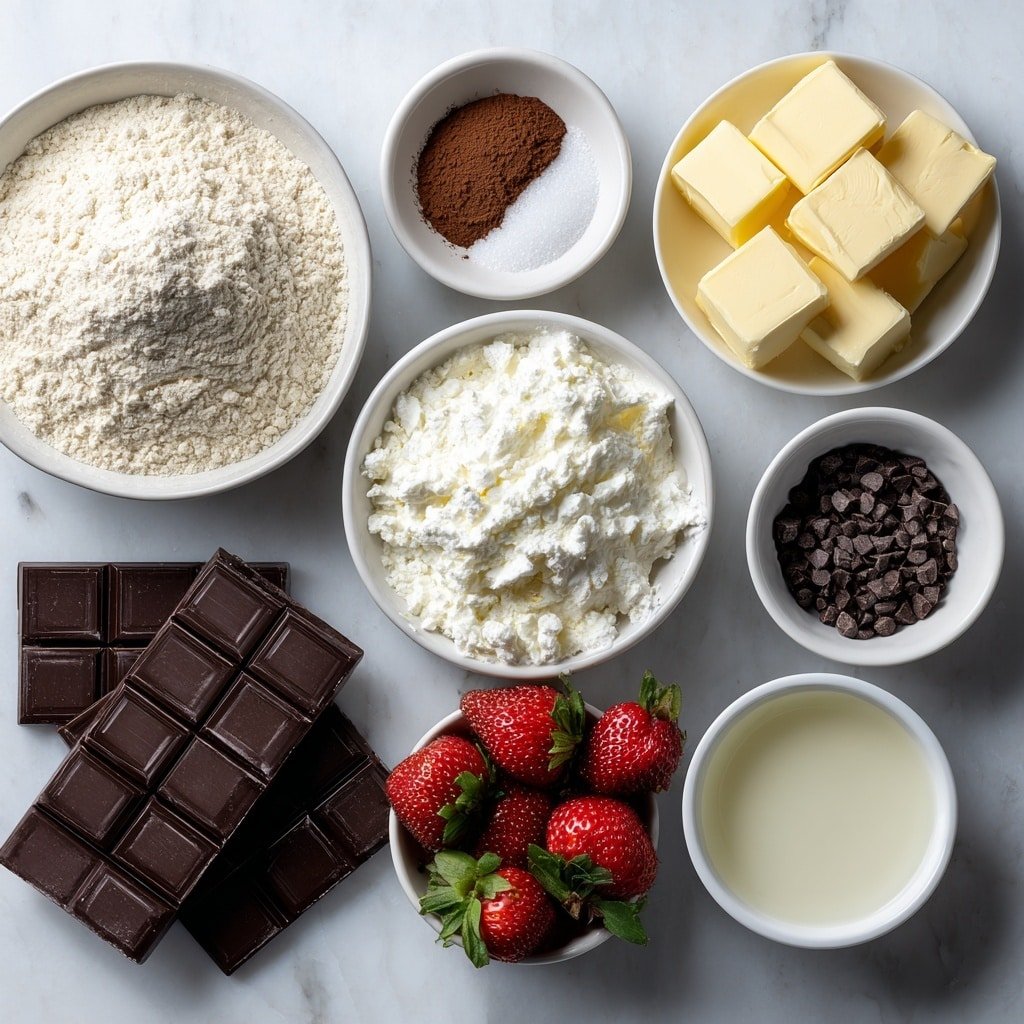 Dark Chocolate Strawberry Tart Recipe - Ingredients Image — Dark Chocolate Strawberry Tart, chocolate strawberry tart, easy chocolate dessert, berry tart with dark chocolate, indulgent fruit tart