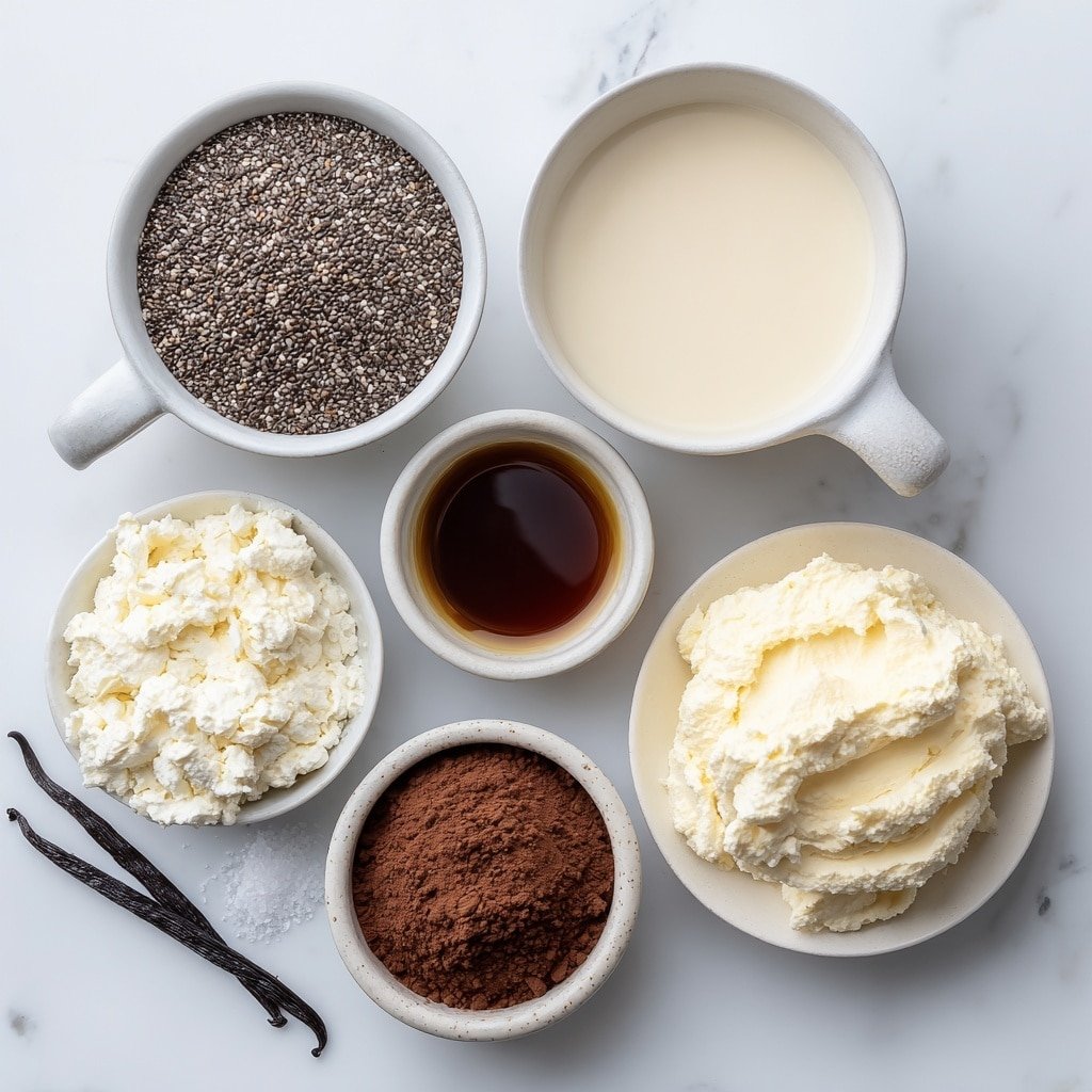 Chocolate Espresso Chia Pudding Recipe - Ingredients Image — Chocolate Espresso Chia Pudding, healthy coffee chia pudding, indulgent chocolate breakfast, quick chia pudding dessert, vegan chia pudding with coffee