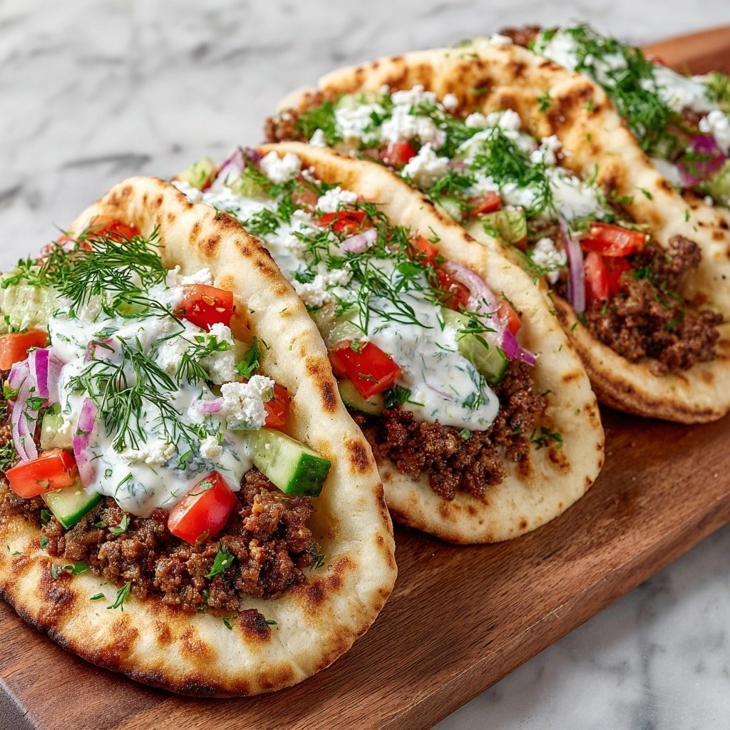 Greek Beef Wraps with Garlic Yogurt Sauce Recipe - Article Image 1 — Greek Beef Wraps with Garlic Yogurt Sauce, Greek beef wraps, Mediterranean beef wraps, easy Greek wraps, beef and yogurt wraps