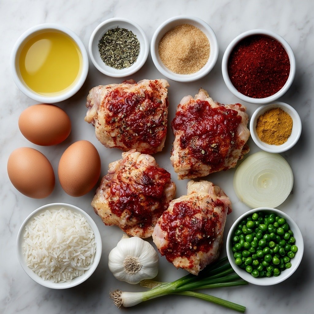 Portuguese Chicken and Rice Recipe - Ingredients Image — Portuguese Chicken and Rice, Portuguese chicken and rice recipe, comforting chicken and rice dish, flavorful Portuguese chicken dish, easy one-pot Portuguese meal