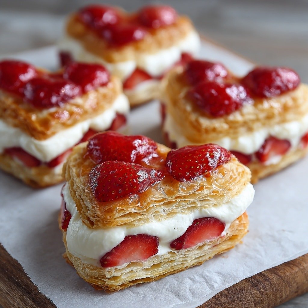 Strawberry Puff Pastry Danishes Recipe - Article Image 1 — Strawberry Puff Pastry Danishes, easy puff pastry desserts, fresh strawberry danish recipe, breakfast pastry ideas, homemade danishes with strawberries