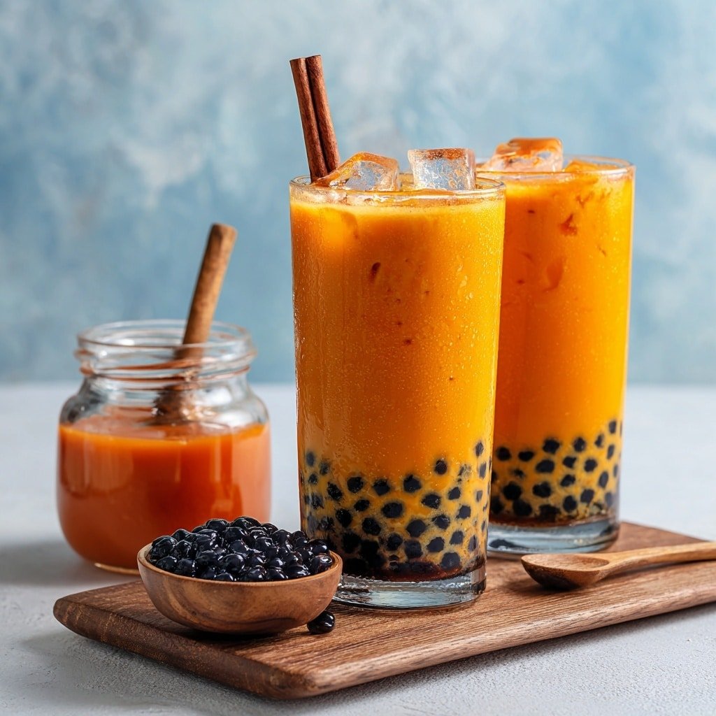 Thai Iced Tea with Boba Recipe - Article Image 1 — Thai Iced Tea with Boba, Thai Iced Tea recipe, Boba tea at home, Thai beverage tutorial, Tapioca pearl iced tea