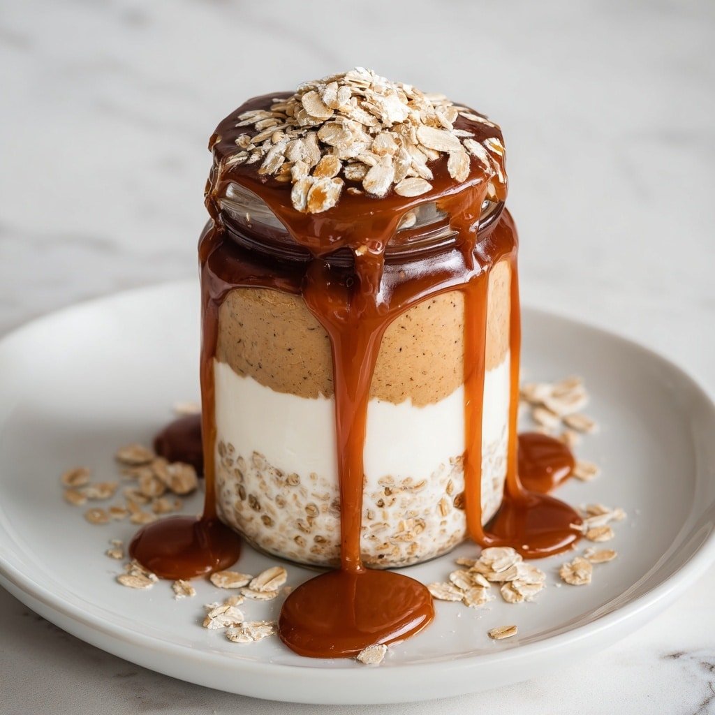 Caramel Espresso Overnight Oats Recipe - Article Image 1 — Caramel Espresso Overnight Oats, easy overnight oats with coffee and caramel, indulgent breakfast ideas, healthy coffee overnight oats, quick morning breakfast recipes