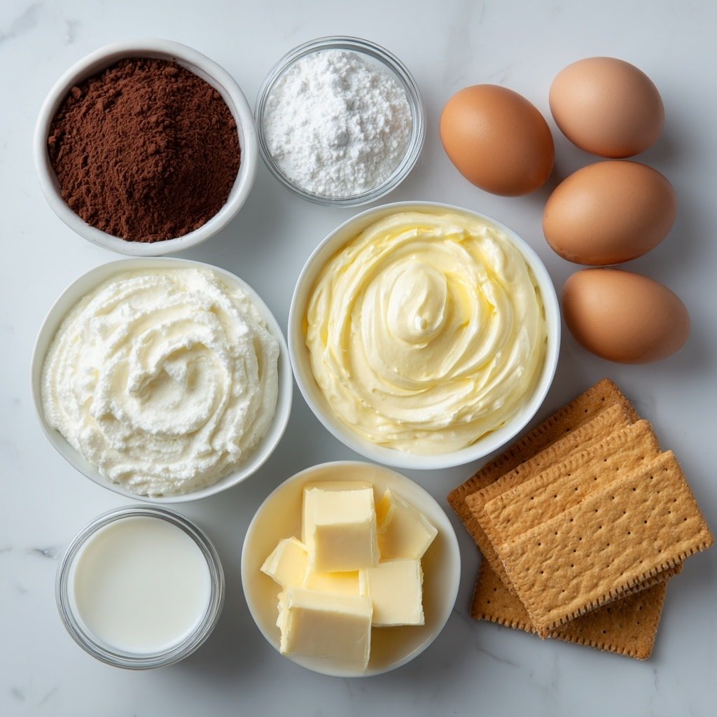 Frozen S'mores Dessert Recipe - Ingredients Image — Frozen S'mores Dessert, S'mores dessert without fire, No-bake s'mores treat, Cool and creamy s'mores dessert, Easy s'mores-inspired dessert