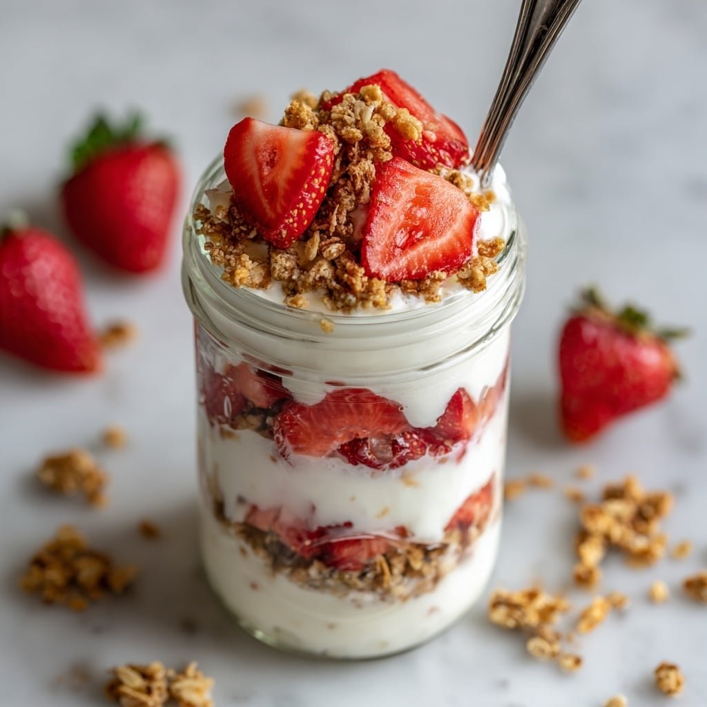 Fresh Strawberry Parfaits Recipe - Article Image 2 — Fresh Strawberry Parfaits, strawberry parfaits with Greek yogurt, easy fruit parfait recipes, healthy berry desserts, layered strawberry desserts