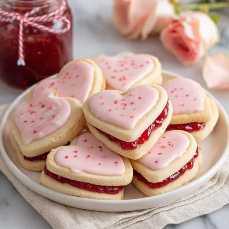 Strawberry Shortbread Cookies with Heart Shapes Recipe