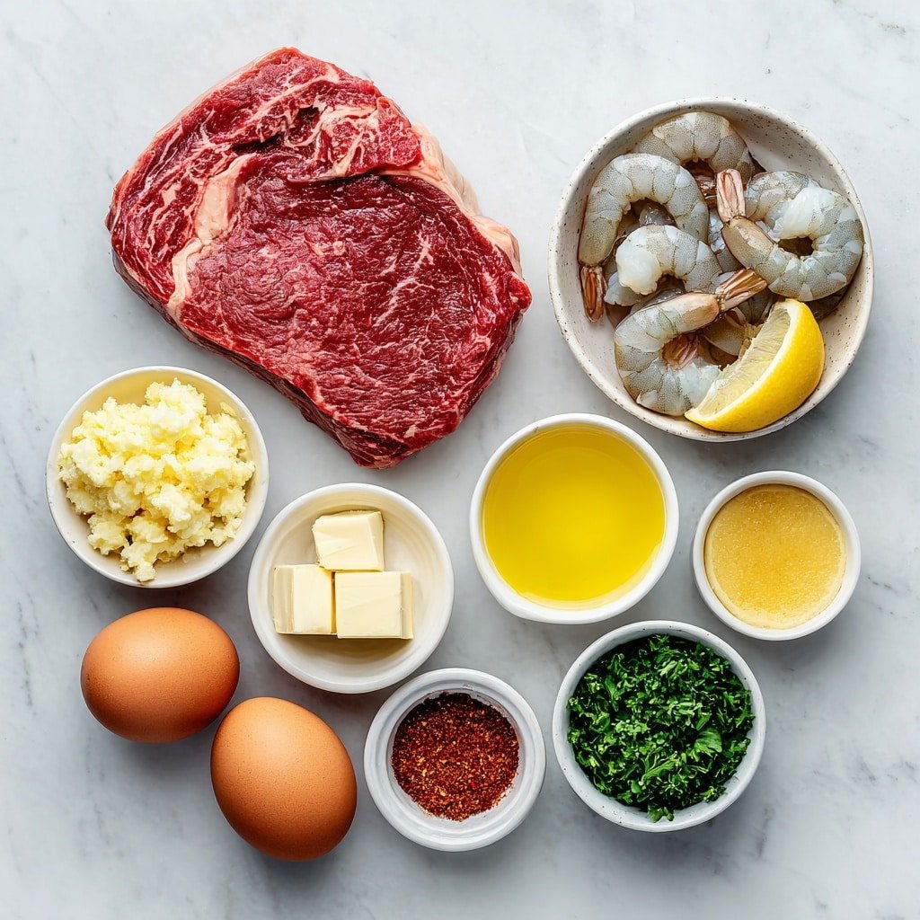 Blackened Steak and Shrimp Skillet Recipe - Ingredients Image — Blackened Steak and Shrimp Skillet, Blackened Steak and Shrimp, Surf and Turf Skillet, Easy Steak and Shrimp Recipe, Quick Weeknight Steak and Shrimp