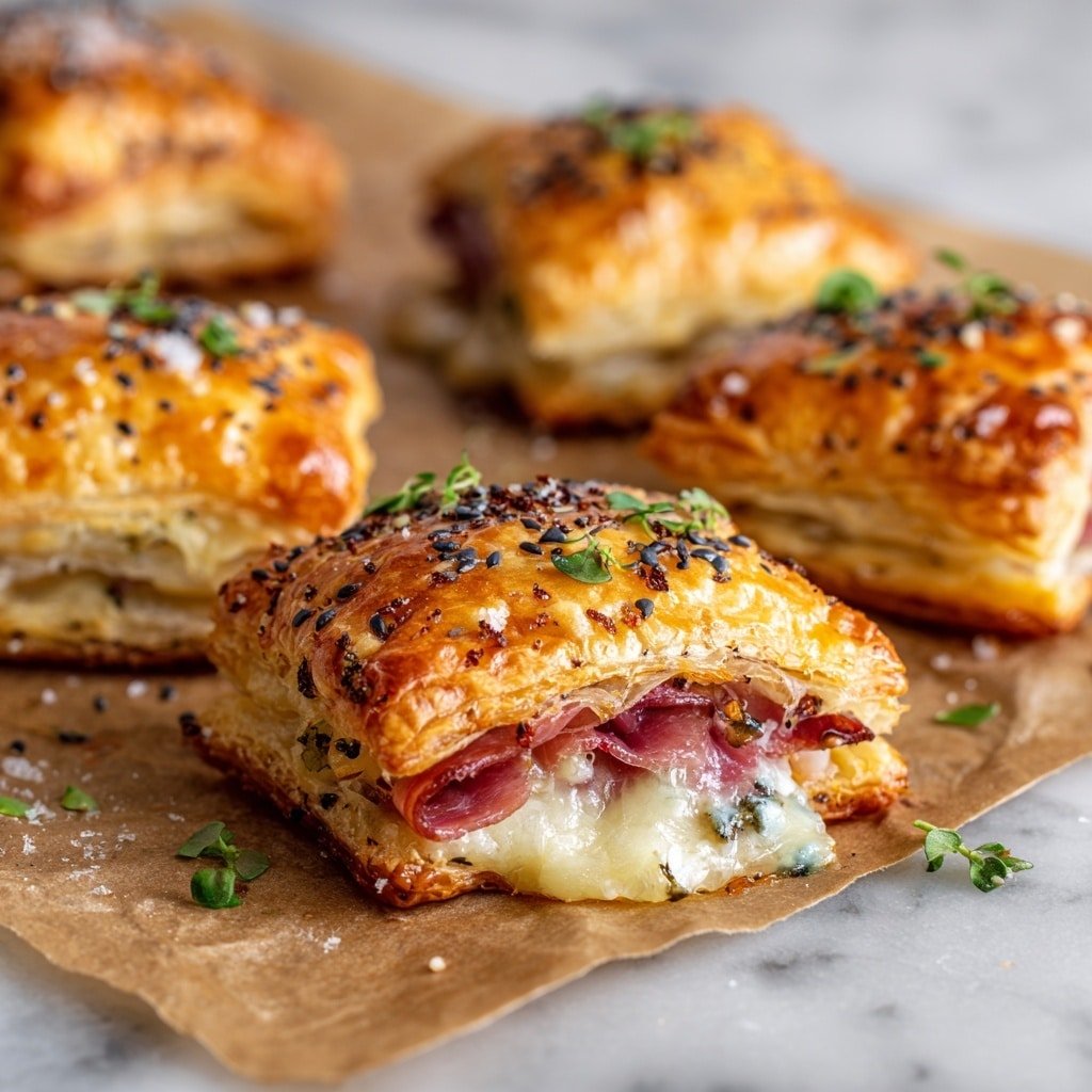 Ham and Cheese Puff Pastry Bites Recipe - Article Image 1 — Ham and Cheese Puff Pastry Bites, savory puff pastry appetizers, easy ham cheese bites, crowd-pleasing snack recipes, flaky pastry finger foods