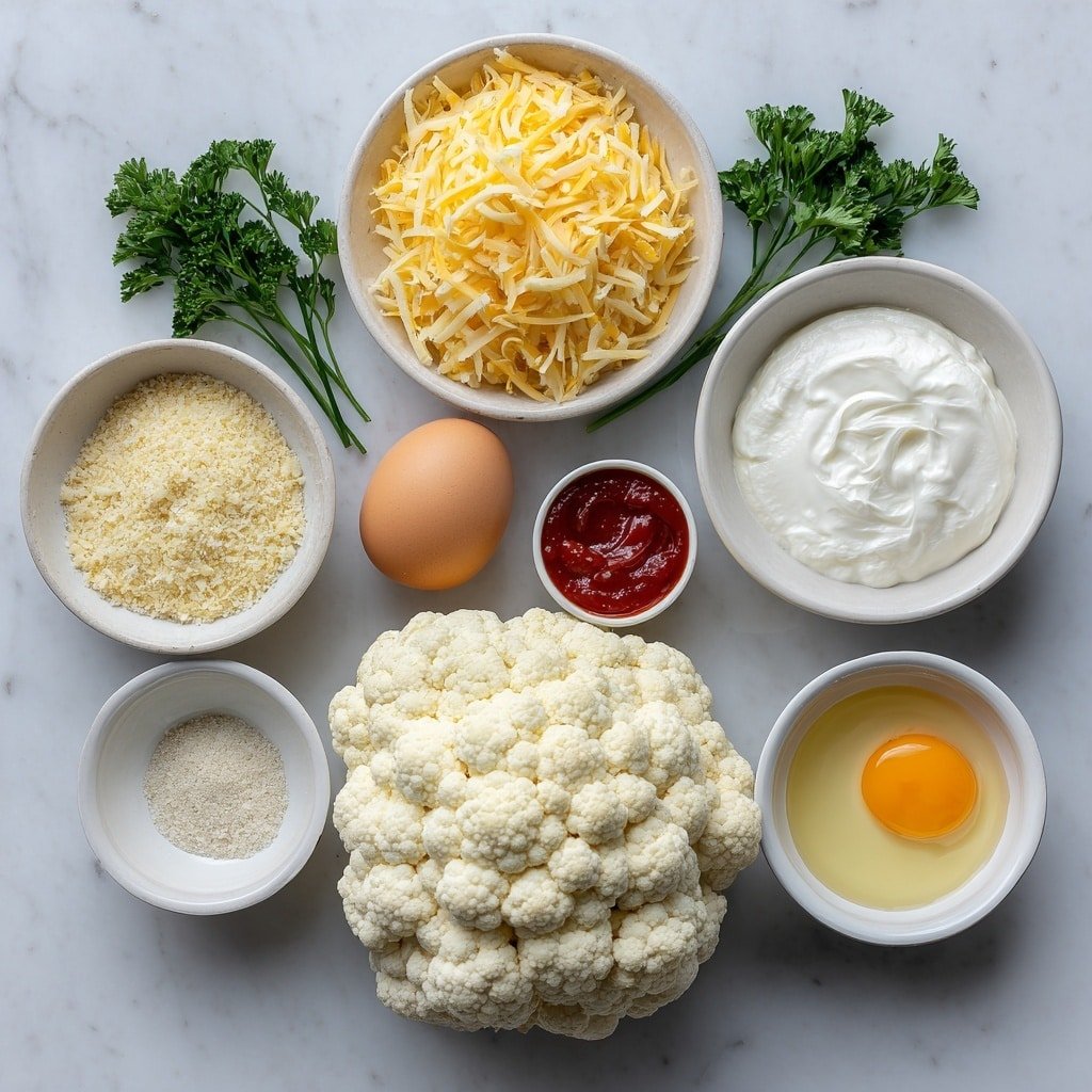 Crispy Air Fryer Cauliflower Tots Recipe - Ingredients Image — Crispy Air Fryer Cauliflower Tots, healthy cauliflower snack, easy cauliflower recipes, low-calorie finger foods, gluten-free cauliflower bites