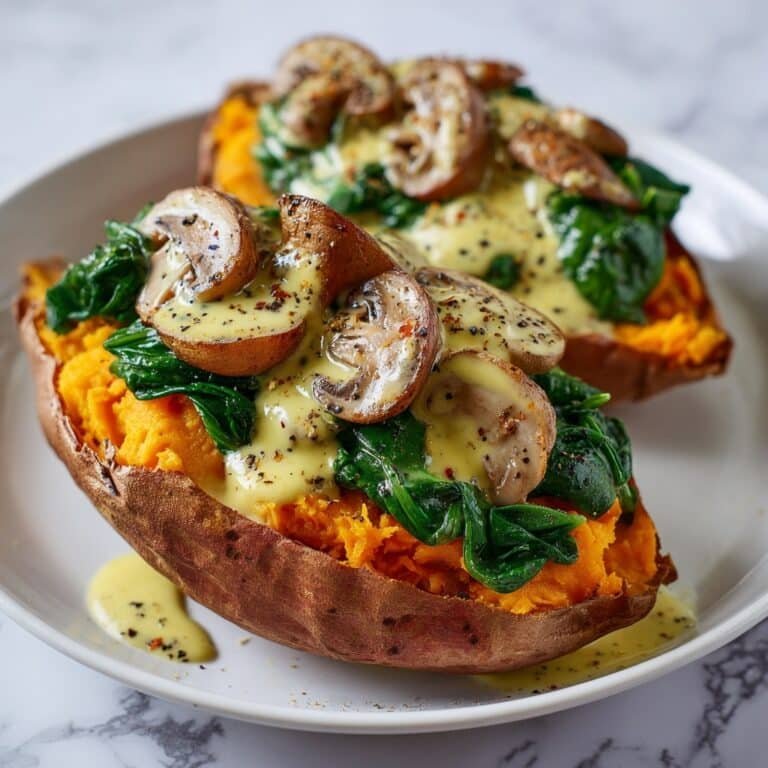 Creamy Mushroom Stuffed Sweet Potatoes Recipe